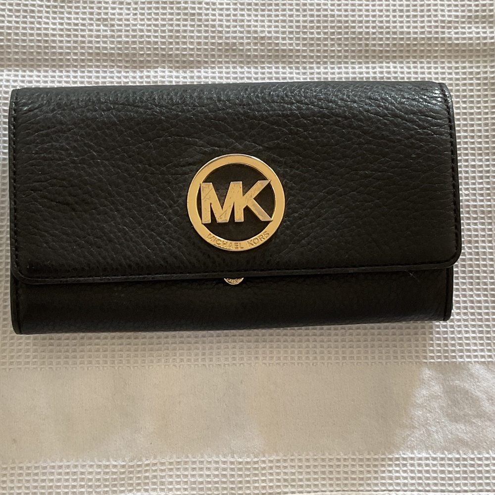 Michael Kors Black Wallet with Gold Logo